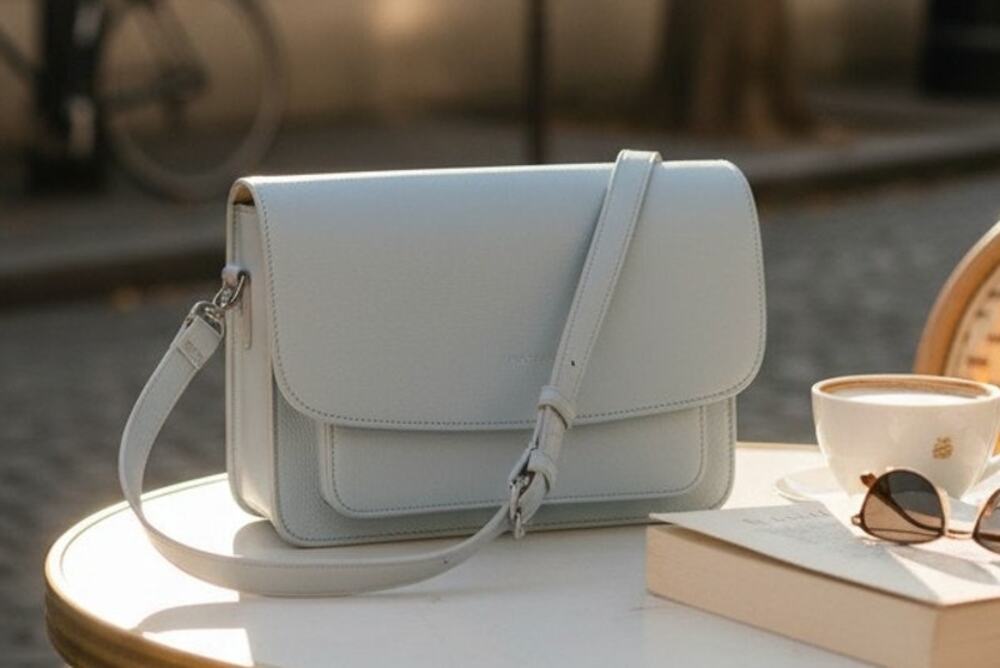 Pixie Mood Crossbody Bag Purse Light Gray Vegan Leather 10x8 NEW
